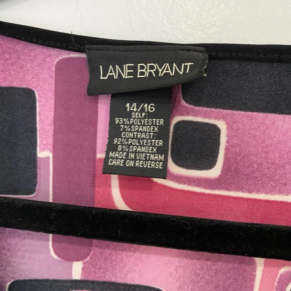 Lane Bryant Pink and Black Geometric Blouse - Picture 4 of 5